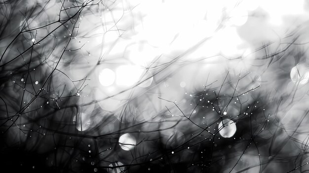 sfondo bokeh astratto in bianco e nero con gocce d'acqua illustrazioni generative di AI
