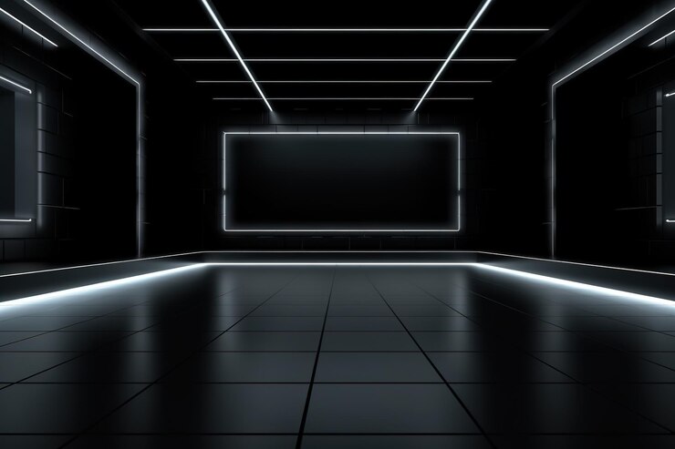 Sfondo centro vuoto palco futuristico e pulito