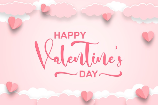 Sfondo cielo rosa Concetto di San Valentino Banner di illustrazione vettoriale