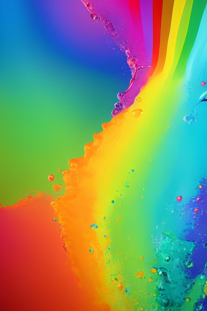 Sfondo colorato arcobaleno con gocce d'acqua sulla parte superiore