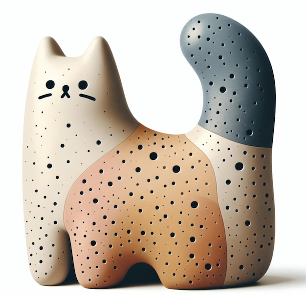 sfondo colorato di ceramica di gatto su sfondo bianco