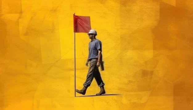 Sfondo colorato e rappresentazione visiva dei lavoratori per il design simbolico della festa del lavoro