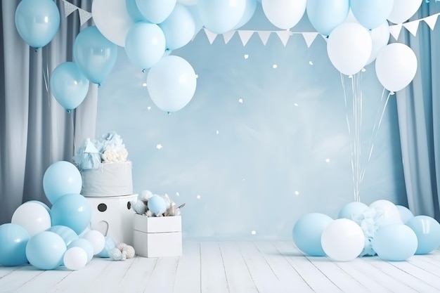 sfondo colorato festa di compleanno con palloncini baby shower interno