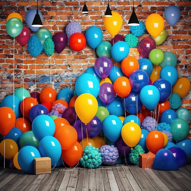 sfondo colorato festa di compleanno con palloncini baby shower interno