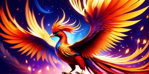 sfondo colorato illustrazione uccello fenice