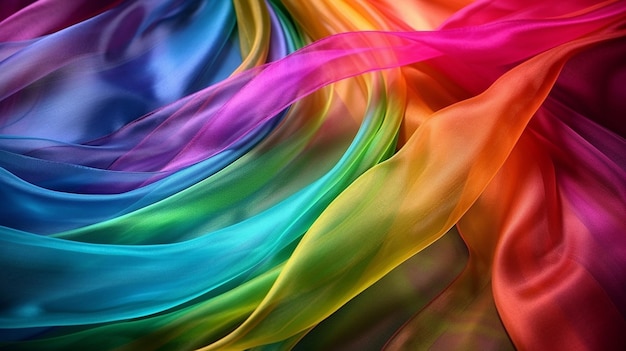 Sfondo colorato in tessuto morbido con uno sfondo color arcobaleno