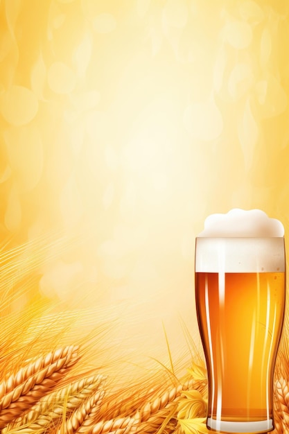 sfondo commerciale fotorealistico per la birra un grande bicchiere con una birra