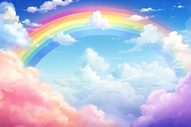 Sfondo con arcobaleno e cielo