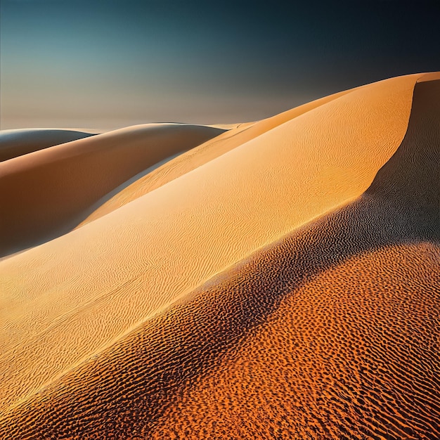 Sfondo con dune di sabbia realistiche Illustrazione 3D del concetto di ambiente arido clima caldo secco