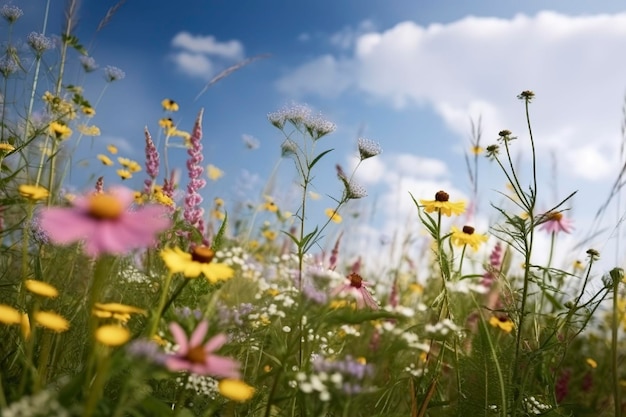 Sfondo con fiori selvatici IA generativa