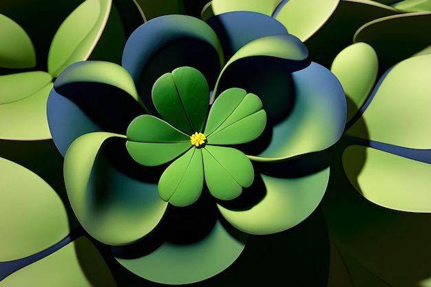 Sfondo con foglie di trifoglio verde per il giorno di San Patrizio Simbolo della fortuna di Shamrock IA generativa