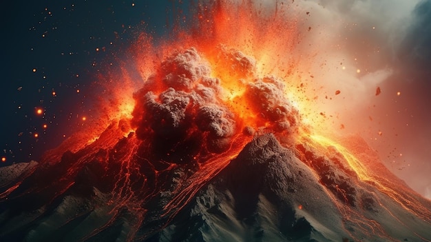 Sfondo con lava fusa rossa incandescente dopo l'eruzione vulcanica