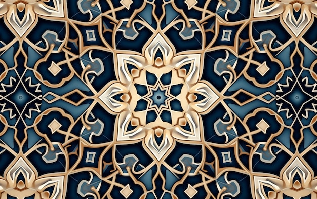 Sfondo con motivo arabo Vettore di ornamento islamico Forma geometrica 3d