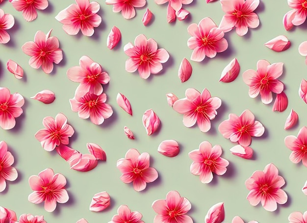Sfondo con motivo floreale in tessuto senza cuciture con petali di fiori di ciliegio in fiore per ragazze