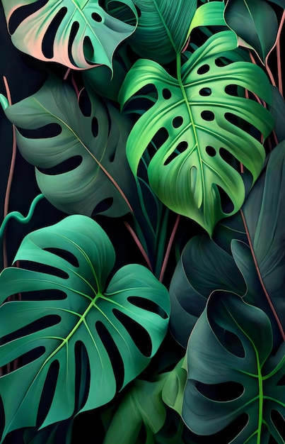 Sfondo con piante di monstera