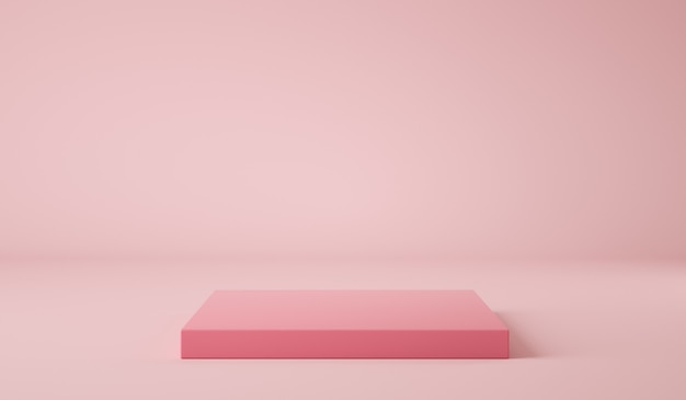 Sfondo con podio geometrico di colore rosa d render