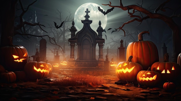 Sfondo con sfondo a tema Halloween reso in 3D