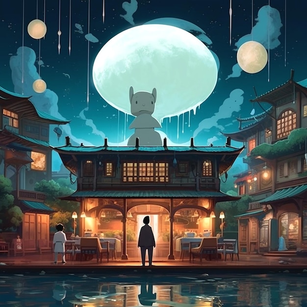 sfondo con stile Ghibli Studio