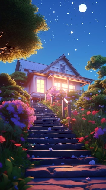 sfondo con stile Ghibli Studio