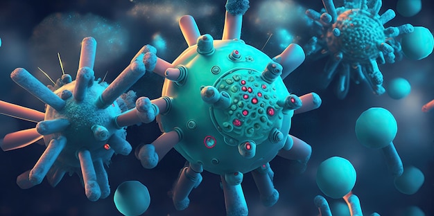 Sfondo con virus Illustrazione 3D di un organismo