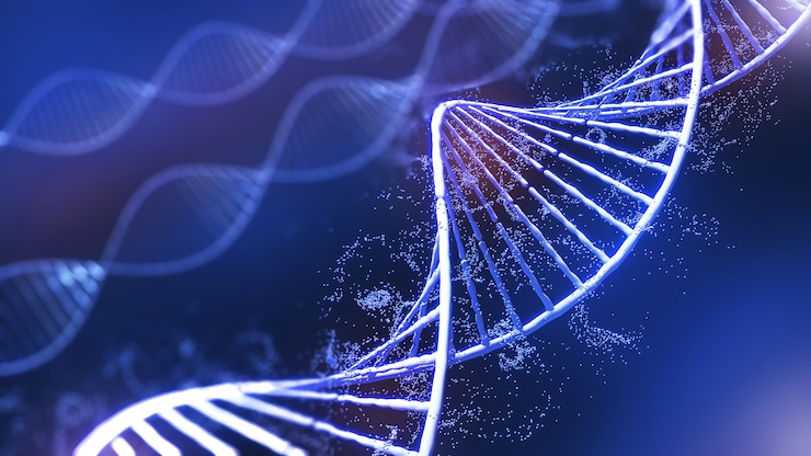 Foto sfondo concettuale illustrazione della struttura del dna, tecnologia di editing genetico per la vita, rendering 3d