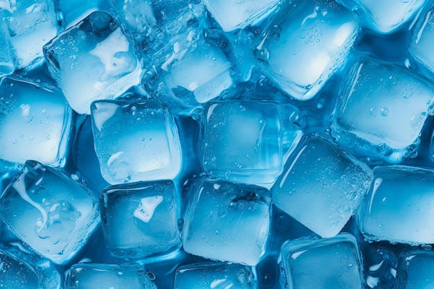 sfondo coperto di cubetti di ghiaccio blu consistenza