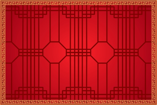 Sfondo cornice cinese Colore rosso e oro Illustrazione vettoriale EPS10