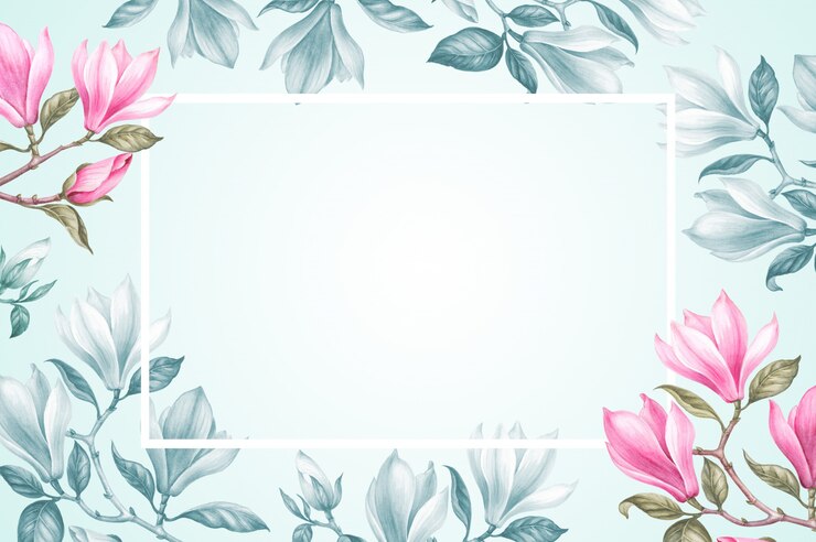 Foto sfondo cornice floreale con bouquet di magnolia