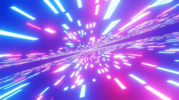Sfondo cosmico di luci laser al neon colorate, perfette per uno sfondo digitale