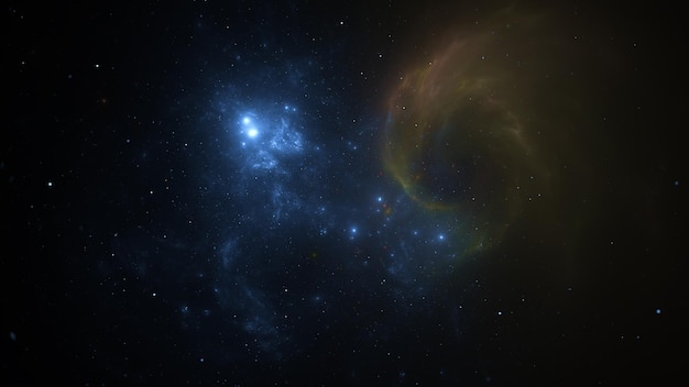 Sfondo cosmico di stelle e galassie Un universo infinito oscuro con stelle e costellazioni splendenti Spazio stellare Nebulose Stardust rendering 3d