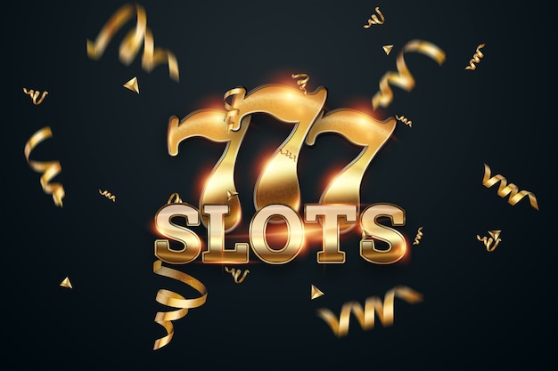 Sfondo creativo di slot, Lucky seven 777 su Slot machine, stile dorato scuro. Concetto di casinò, fortuna, gioco d'azzardo, jackpot. Rendering 3D, illustrazione 3D.