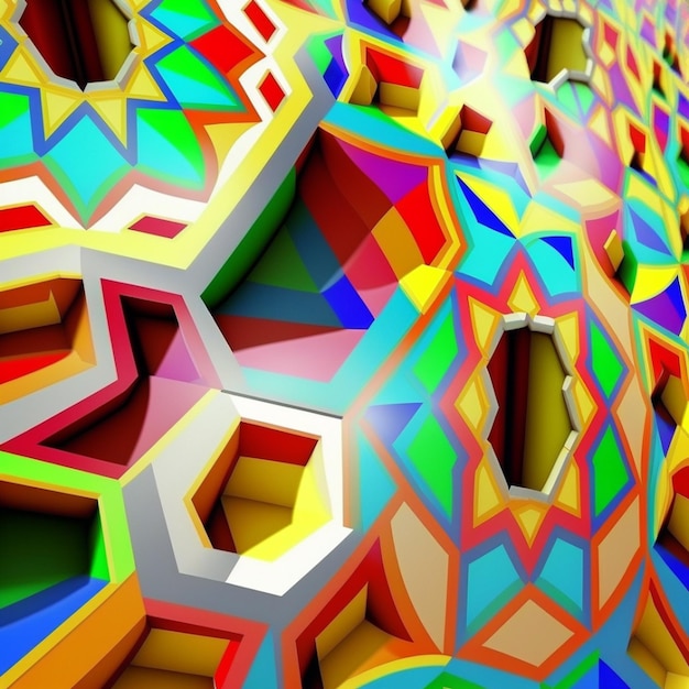 Sfondo creativo islamico 3d con copia spazio versione modello islamico e mosaico colorato a colori altamente dettagliato in prospettiva Generativo ai