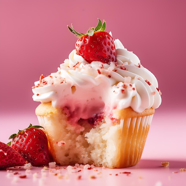sfondo cupcake di fragole rosa
