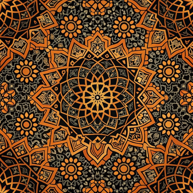 sfondo d'oro arancione nero a disegno islamico
