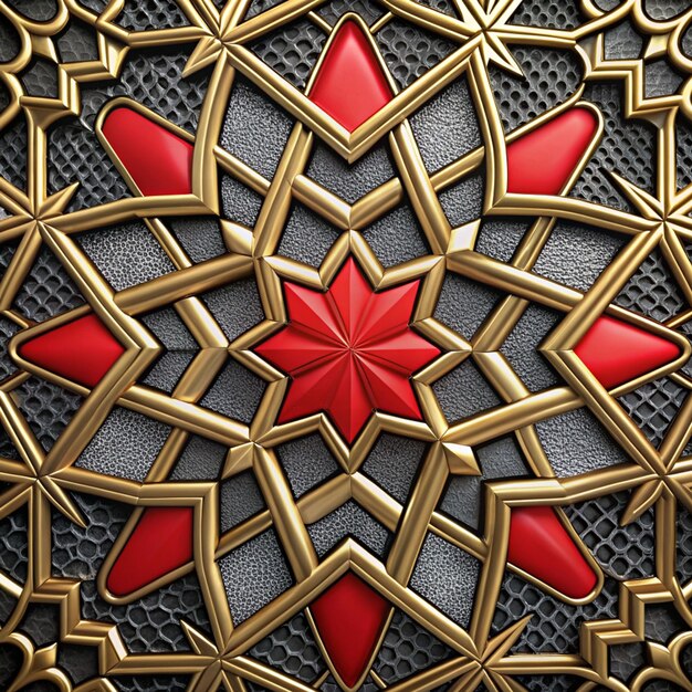 sfondo d'oro rosso nero a disegno islamico