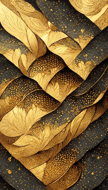Sfondo decorativo astratto in metallo dorato Illustrazione 3D di design artistico moderno ed elegante di lusso