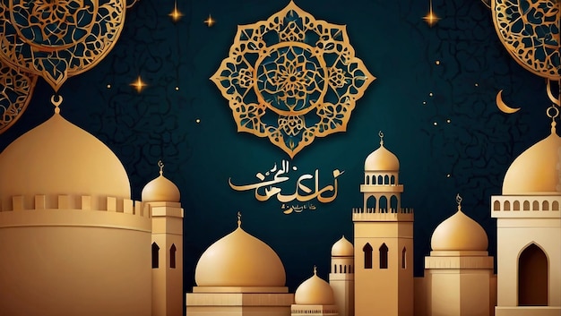 sfondo decorativo islamico con lanterna e mezzaluna stile di lusso ramadan kareem