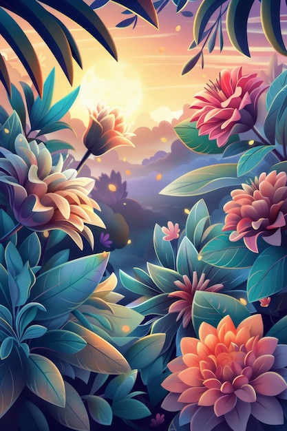 sfondo dei cartoni animati del giardino dei fiori