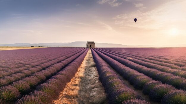 Sfondo del campo di lavanda Illustrazione AI GenerativexA