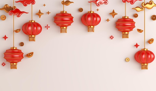 Sfondo del capodanno cinese 2022 con lanterna