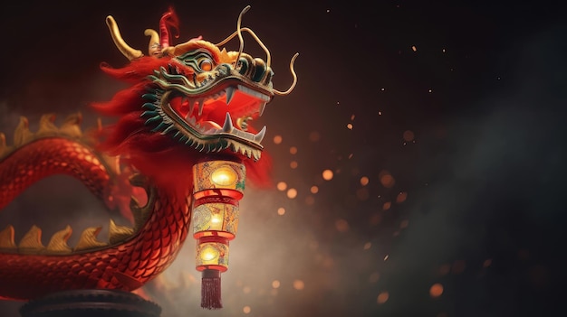 Sfondo del capodanno cinese con il drago Illustrazione AI GenerativexA