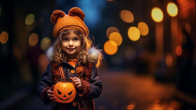 Sfondo del castello di Halloween con candele di zucche spaventose nel cimitero di notte