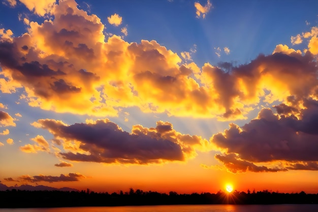 sfondo del cielo al tramonto con minuscole nuvole realistiche