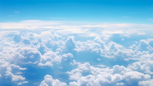 sfondo del cielo blu con panorama di nuvole minuscole Illustratore AI generativo