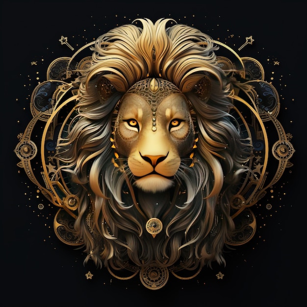 Sfondo del concetto astrologico della costellazione del segno zodiacale Leone Immagine dello zodiaco Leone con il simbolo degli oroscopi astrologici