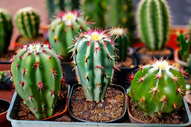 sfondo del deserto del giardino dei cactus in primavera