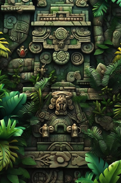 sfondo del gioco aztec maya stone design 3d'illustrazione