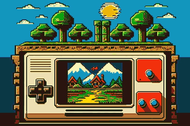 Sfondo del gioco per console Super Mario retrò a 8 bit Sfondo ad alta risoluzione per gli appassionati di giochi vintage