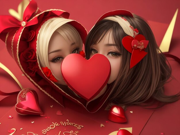 Sfondo del giorno di San Valentino Carta di San Valentino con cuore DIY per bambini