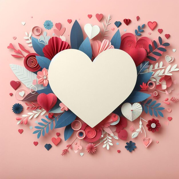 Sfondo del giorno di San Valentino con ornamenti di carta a cuore